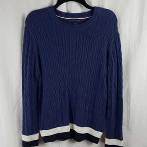 Tommy Hilfiger Women's XL Dark Blue Cable Knit Sweater